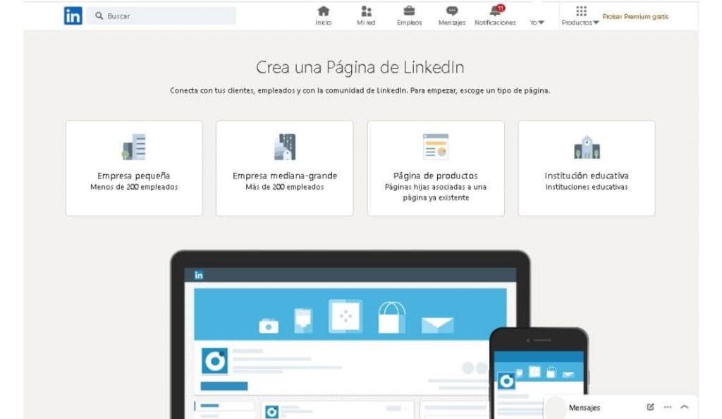 crear perfil LinkedIn para empresas