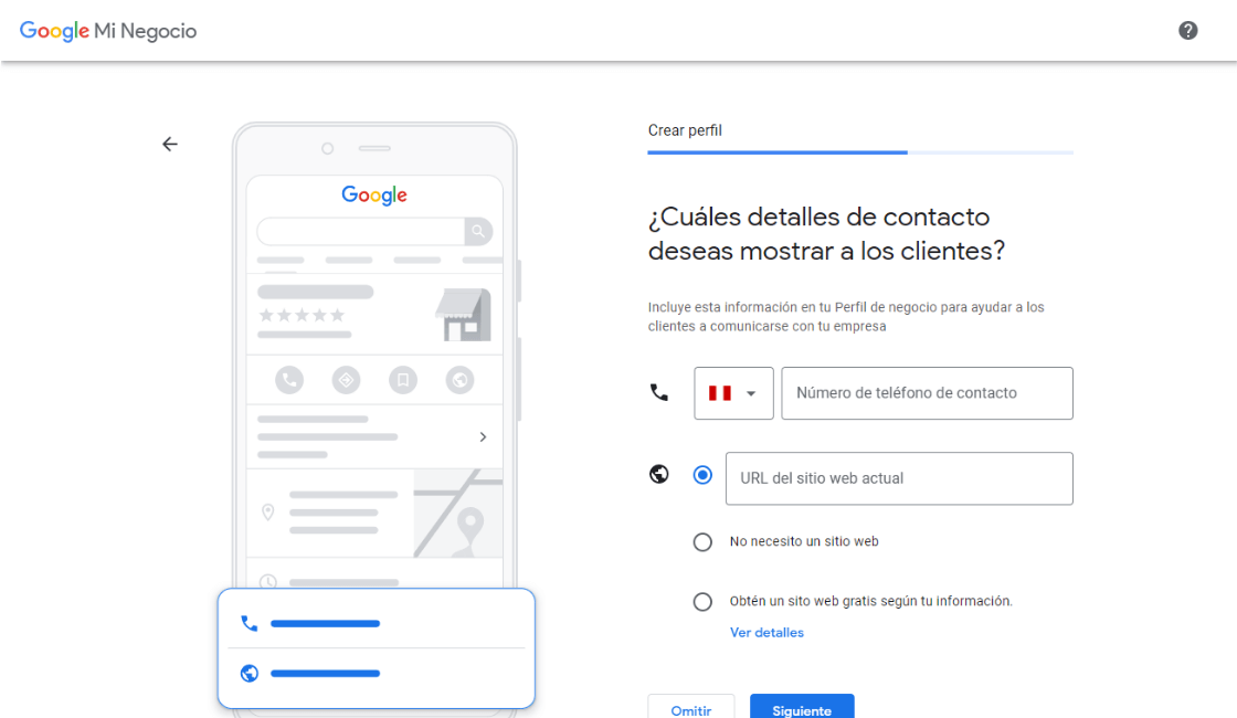 datos a llenar para crear cuenta de google my business