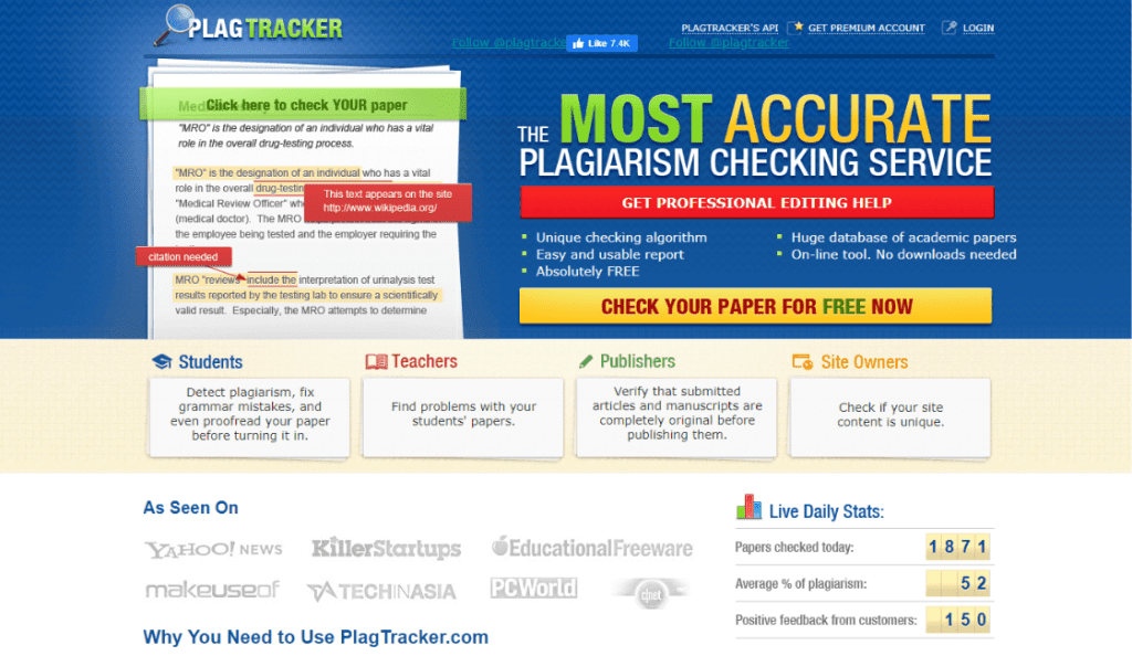 Plagtracker pagina web