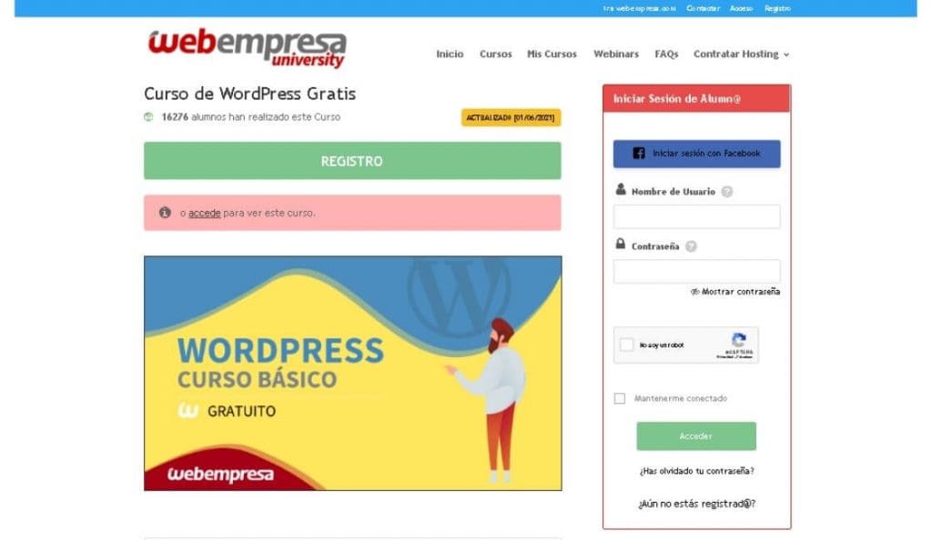 Web empresa University cursos de wordpress gratis